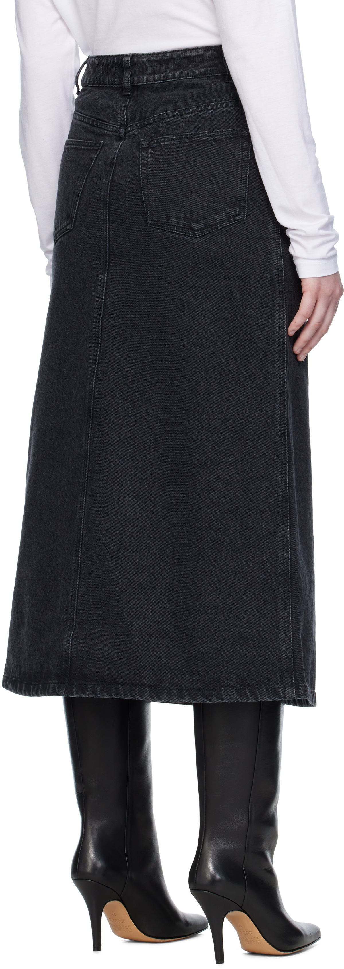 A.P.C. Black Georgia Denim Midi Skirt