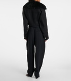 Blumarine Fur-trimmed wool-blend jacket