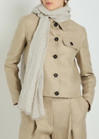 Brunello Cucinelli Striped Metallic Linen-blend Scarf - Beige - One Size