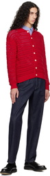 Dunst Red Open Collared Cardigan