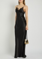 Nili Lotan Sylas Lace-trim Silk Maxi Slip Dress Black