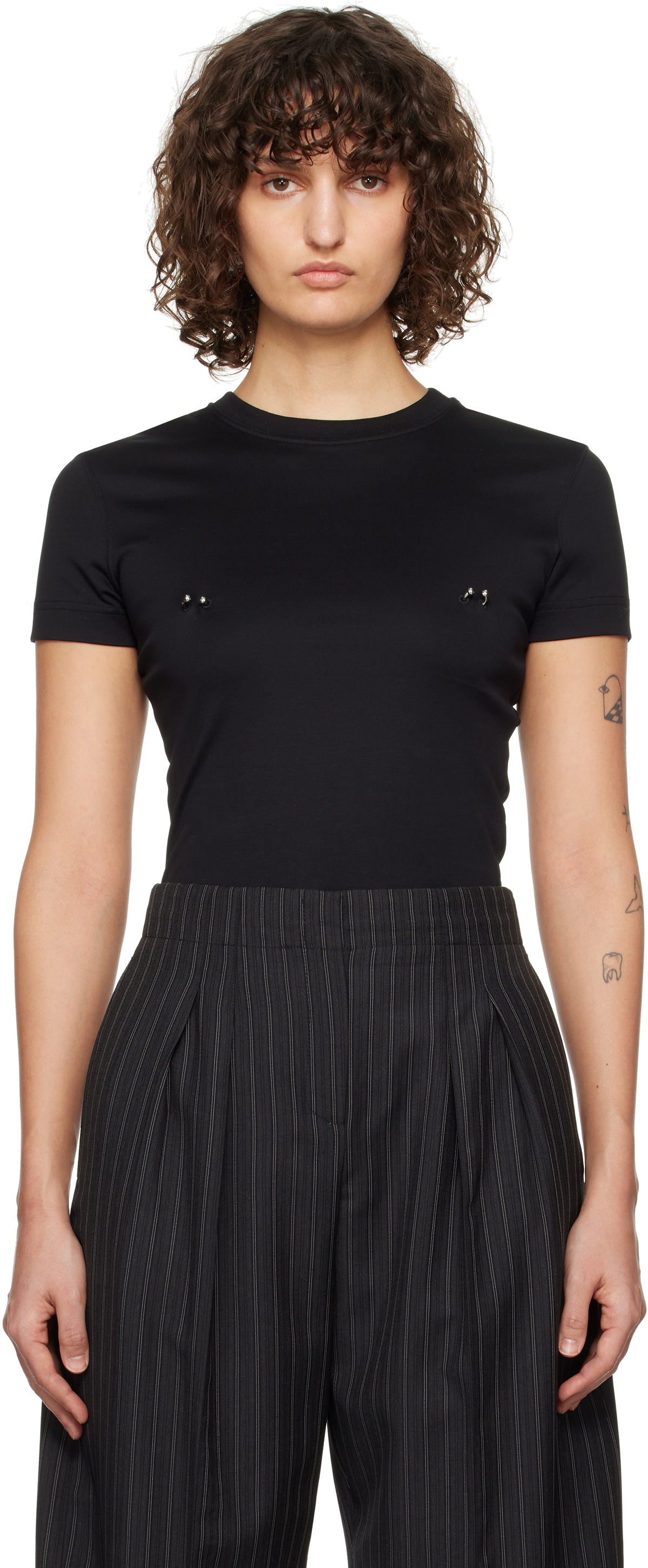 Mugler SSENSE Exclusive Black and Pink Logo Oversized T
