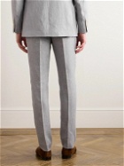 Brunello Cucinelli - Straight-Leg Pleated Linen Suit Trousers - Gray