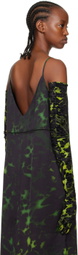 Dries Van Noten Green & Black Long Crushed Velvet Gloves