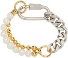 IN GOLD WE TRUST PARIS Silver & Gold Pearl Cuban Link Bracelet