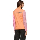 Comme des Garcons Shirt Pink and Orange Colorblock Logo Long Sleeve T-Shirt