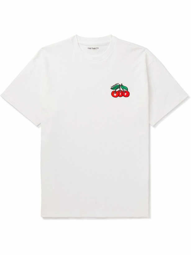 Photo: Carhartt WIP - Blush Logo-Embroidered Organic Cotton-Jersey T-Shirt - White