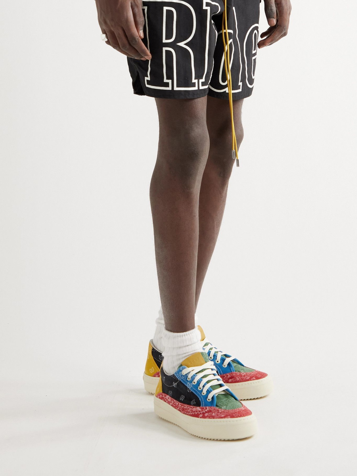 Rhude - V2 Colour-Block Bandana-Print Canvas Sneakers - Black Rhude