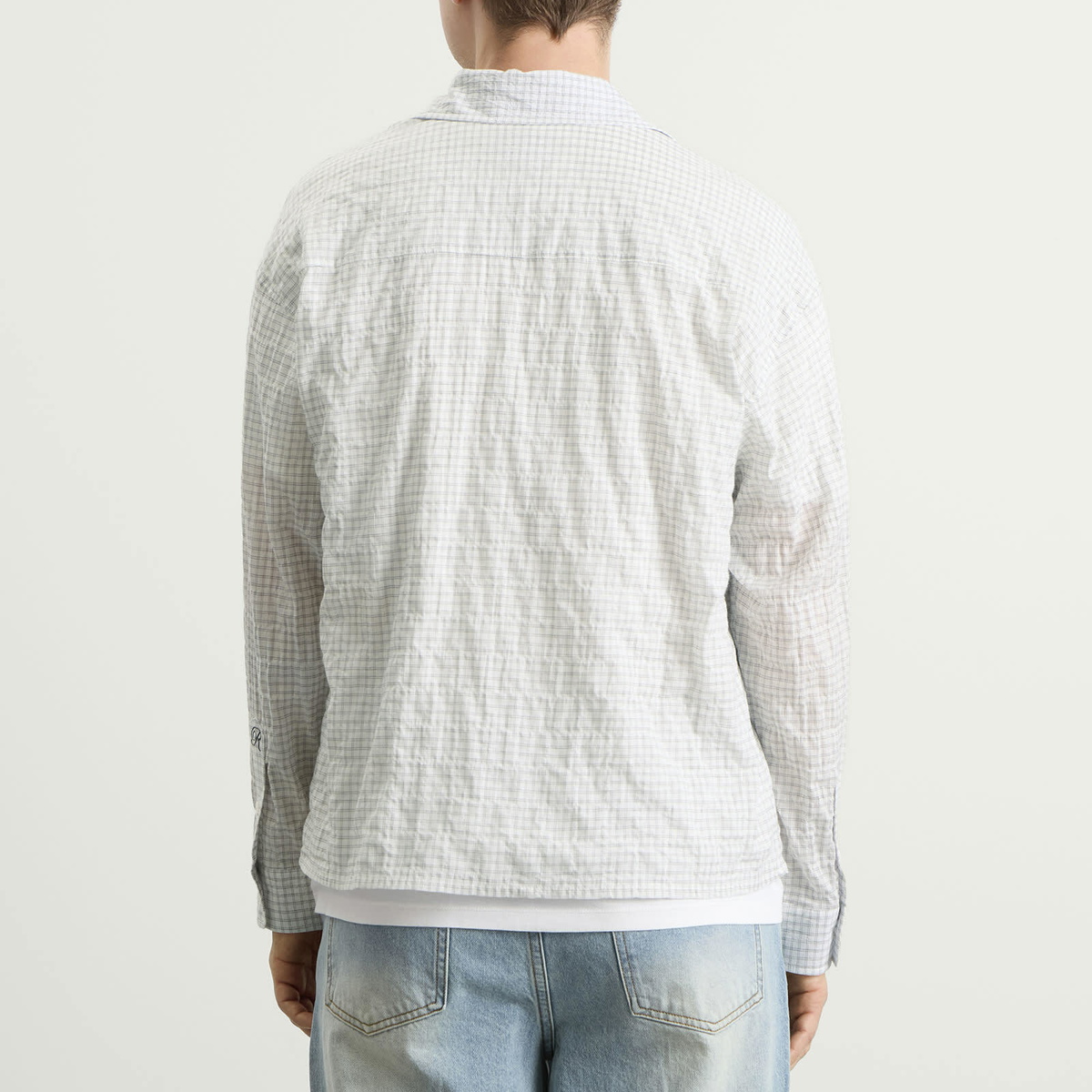 Ronning Men's Japanese Shirt in White Grid