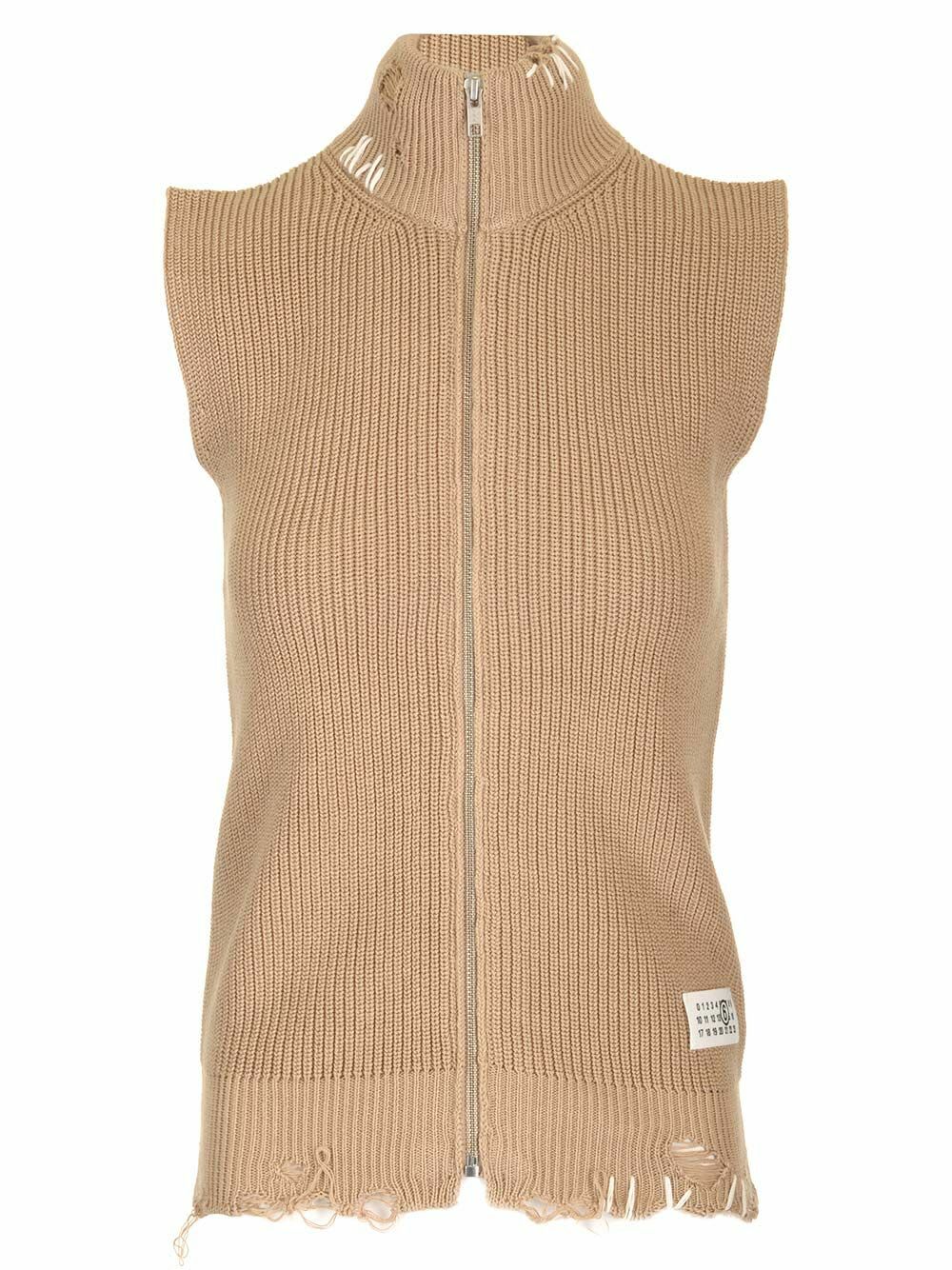MM6 Maison Margiela Black Raw Edge Leather Vest MM6 Maison