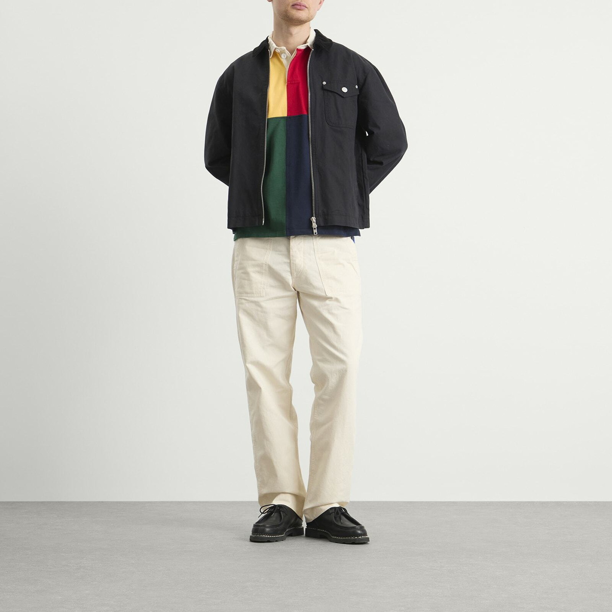 Drake's Men's Twill Fatigue Trousers in Ecru