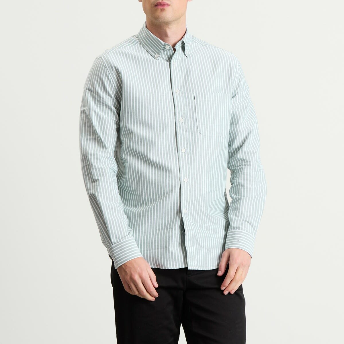 Portuguese Flannel Men's Belavista Stripe Button Down Oxford Shirt in White/Blue