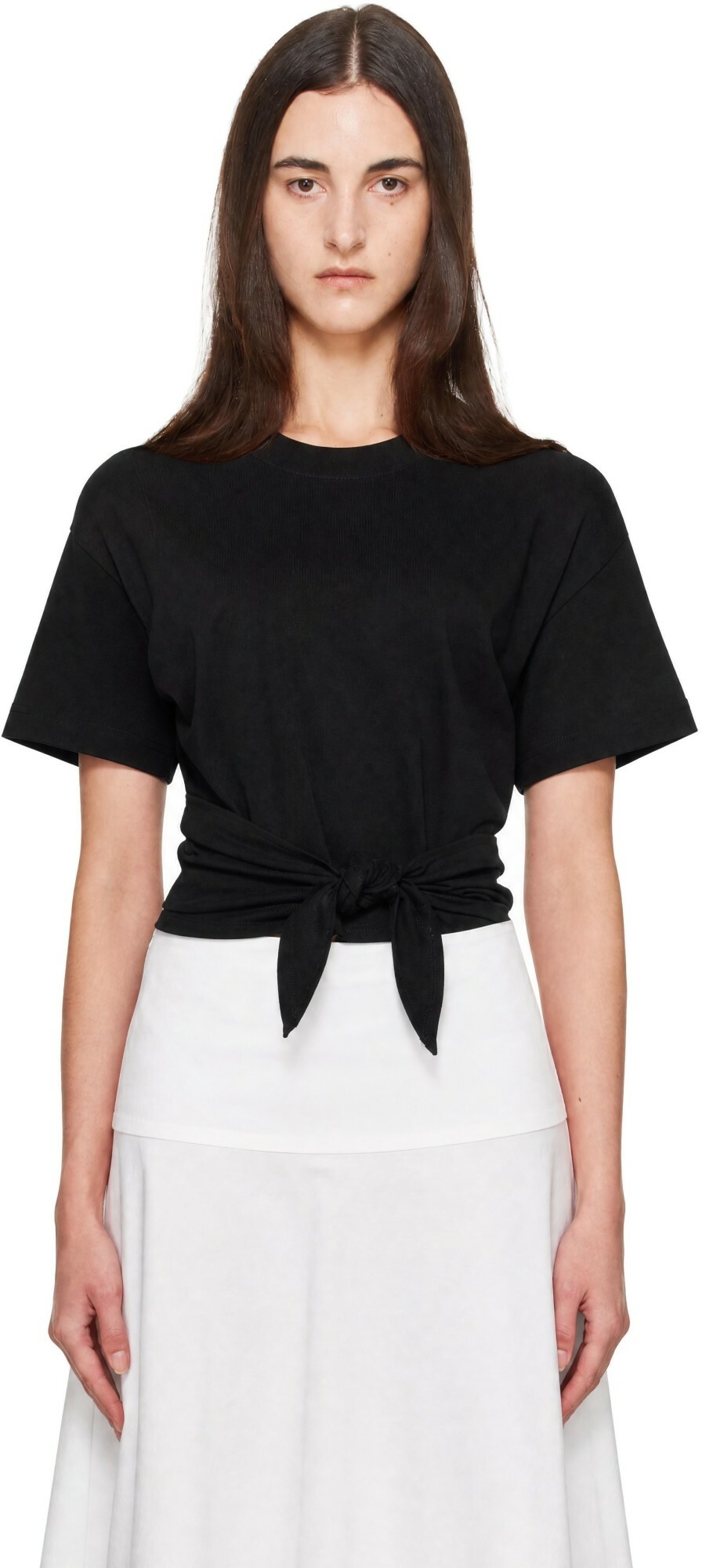 St. Agni Black Cotton Jersey Split Back Top