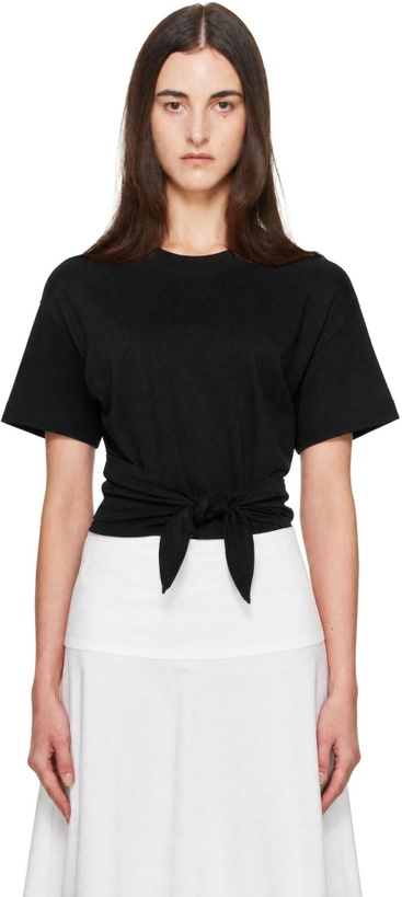 Photo: St. Agni Black Cotton Jersey Split Back Top