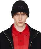 Ferragamo Black Rib Knit Beanie