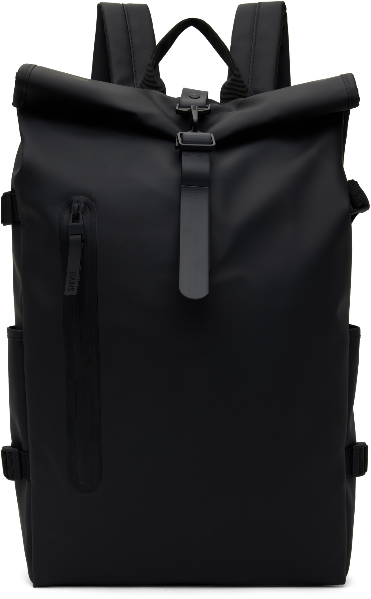 RAINS Black Rolltop Large Rucksack
