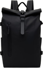 RAINS Black Rolltop Large Rucksack