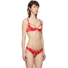 Fleur du Mal Red Lily Embroidery Peekaboo Bra