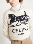 CELINE - Slim-Fit Logo-Intarsia Cashmere Sweater - White