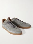 Tod's - Logo-Debossed Leather-Trimmed Suede Sneakers - Gray
