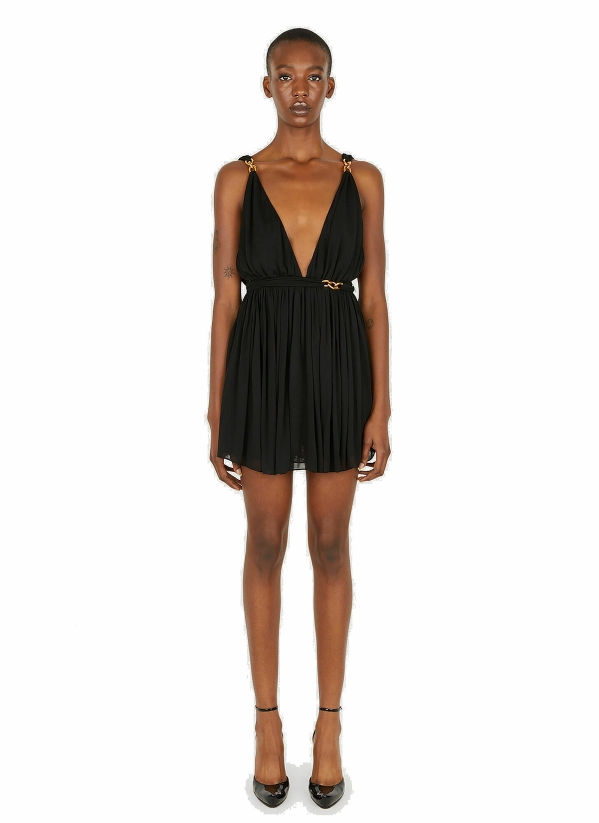 Draped Mini Dress in Black Saint Laurent