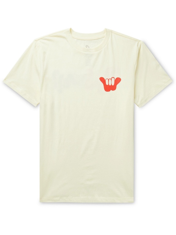 Photo: BIRDWELL - Shaka Logo-Print Enzyme-Washed Cotton-Jersey T-Shirt - Neutrals