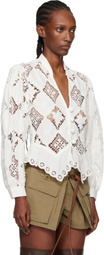 Isabel Marant White Nina Cotton Linen Button Up Blouse