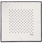 Drake's - Polka-Dot Silk Pocket Square - White