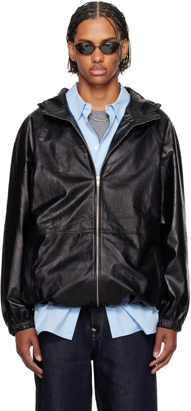 Photo: Still Kelly Black Hooded Leather Jacket