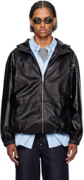 Still Kelly Black Hooded Leather Jacket