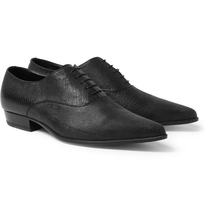 Photo: Saint Laurent - Pointed Lizard Oxford Shoes - Men - Black