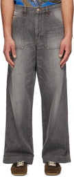 RICE NINE TEN Gray Faded Painter Jeans
