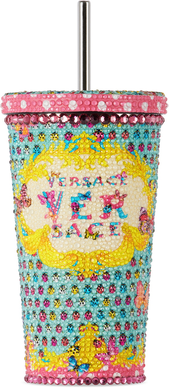 Versace rhinestone Medusa cup - Blue