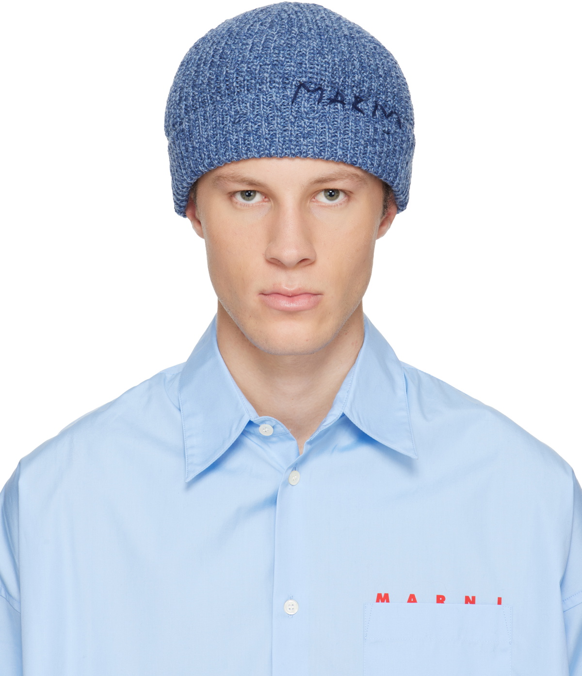 Marni Navy Wool Beanie