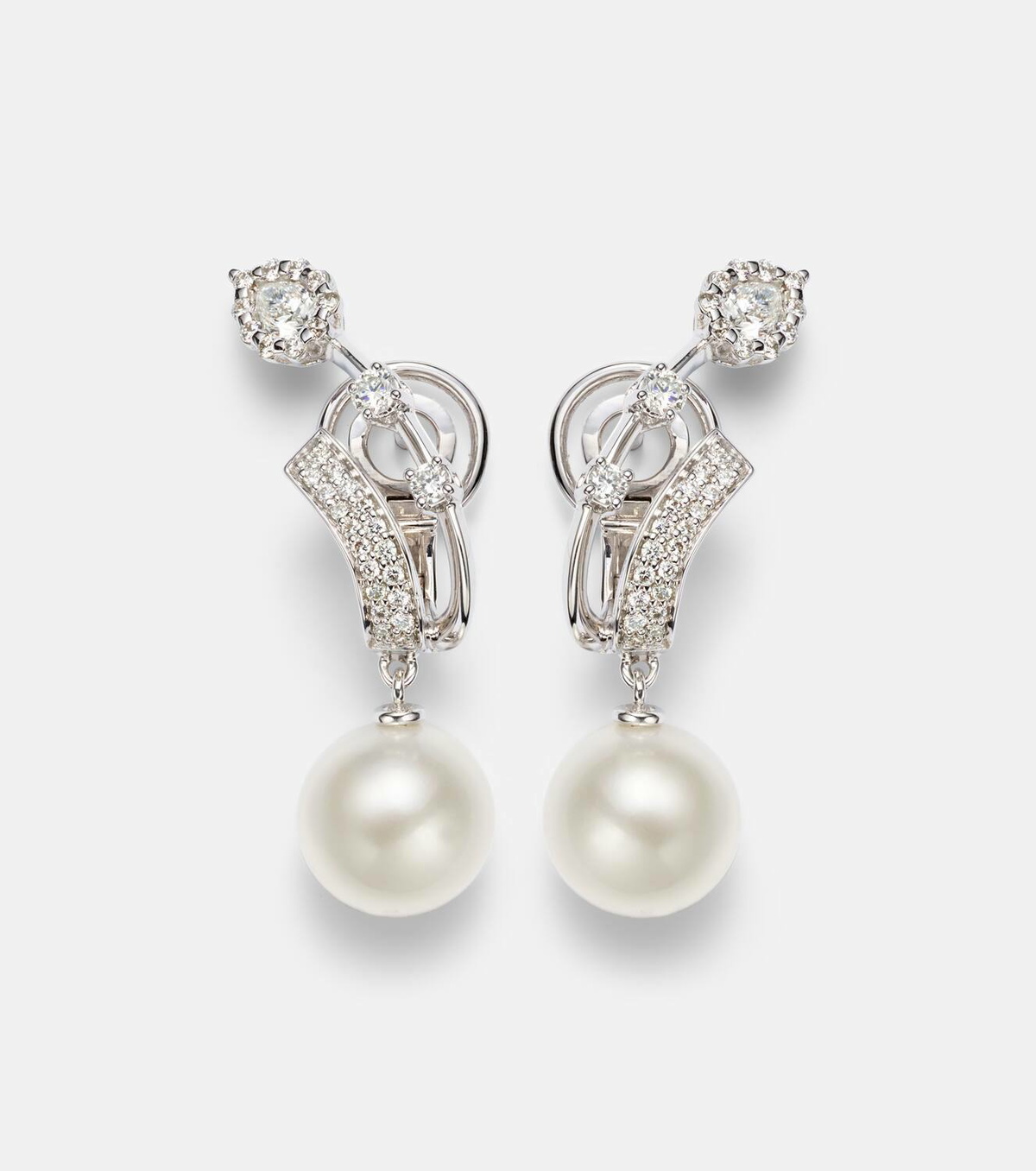 Yeprem Pearlescent 18kt gold clip earrings with diamonds and pearls