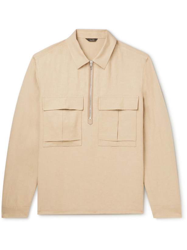 Photo: Loro Piana - Linen and Silk-Blend Canvas Half-Zip Anorak - Neutrals