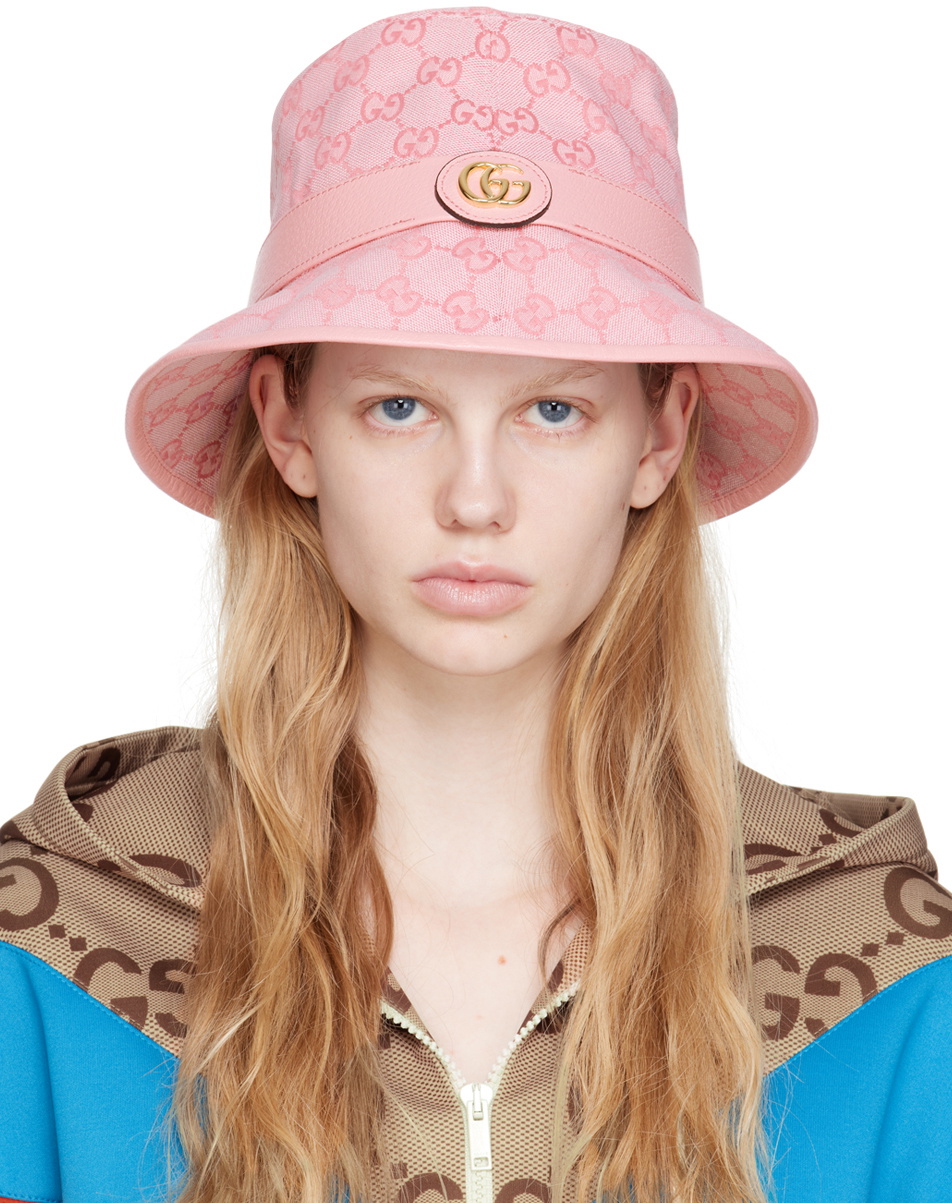 Gucci: Beige & Pink Jumbo GG Bucket Hat