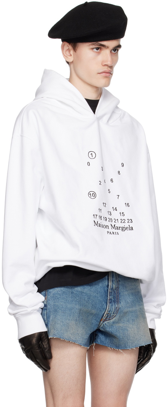 Maison Margiela White Embroidered Hoodie Maison Margiela