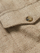 Stòffa - Recycled Herringbone Silk Shirt Jacket - Neutrals