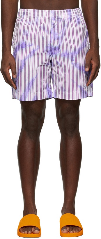 Photo: MSGM Purple Tie-Dye Striped Bermuda Shorts