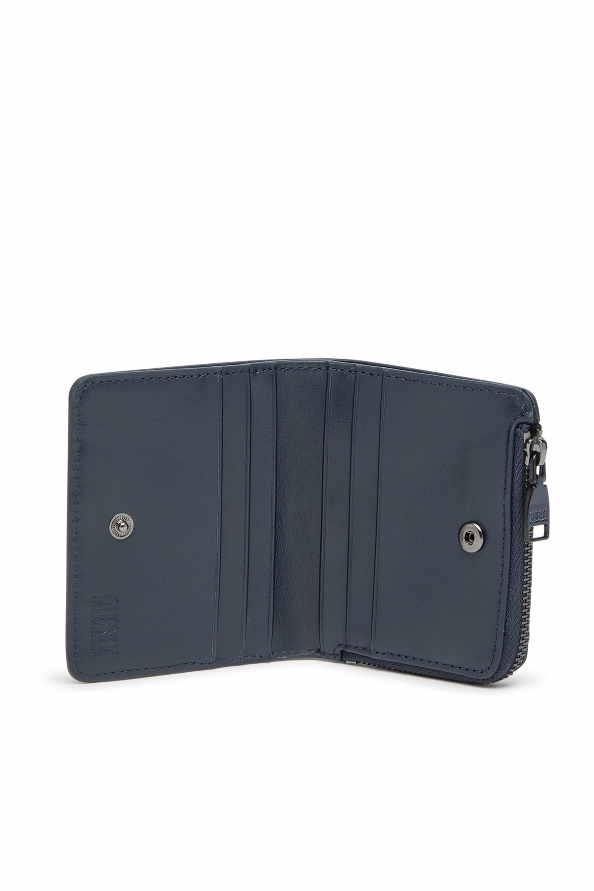 Diesel Zipped leather card holder - Zip-Round Wallets Mens in Blue