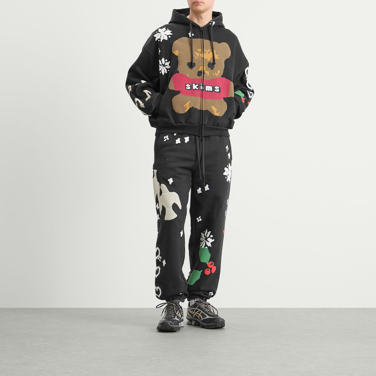 SKIMS Men's x Cactus Plant Flea Market Hoodie in Onyx Teddy Bear Print