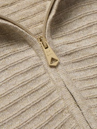 Paul Smith - Ribbed Cotton and Linen-Blend Half-Zip Sweater - Neutrals