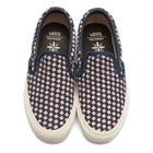 Vans Navy and Pink Taka Hayashi Edition Slip-On 66 LX Sneakers