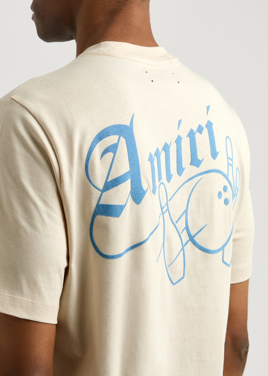 Amiri Bowling Printed Cotton T-shirt Beige Amiri