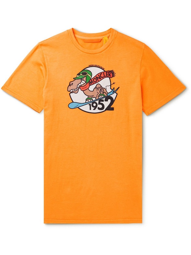 Photo: Moncler Genius - 2 Moncler 1952 Garment-Dyed Printed Cotton-Jersey T-Shirt - Orange