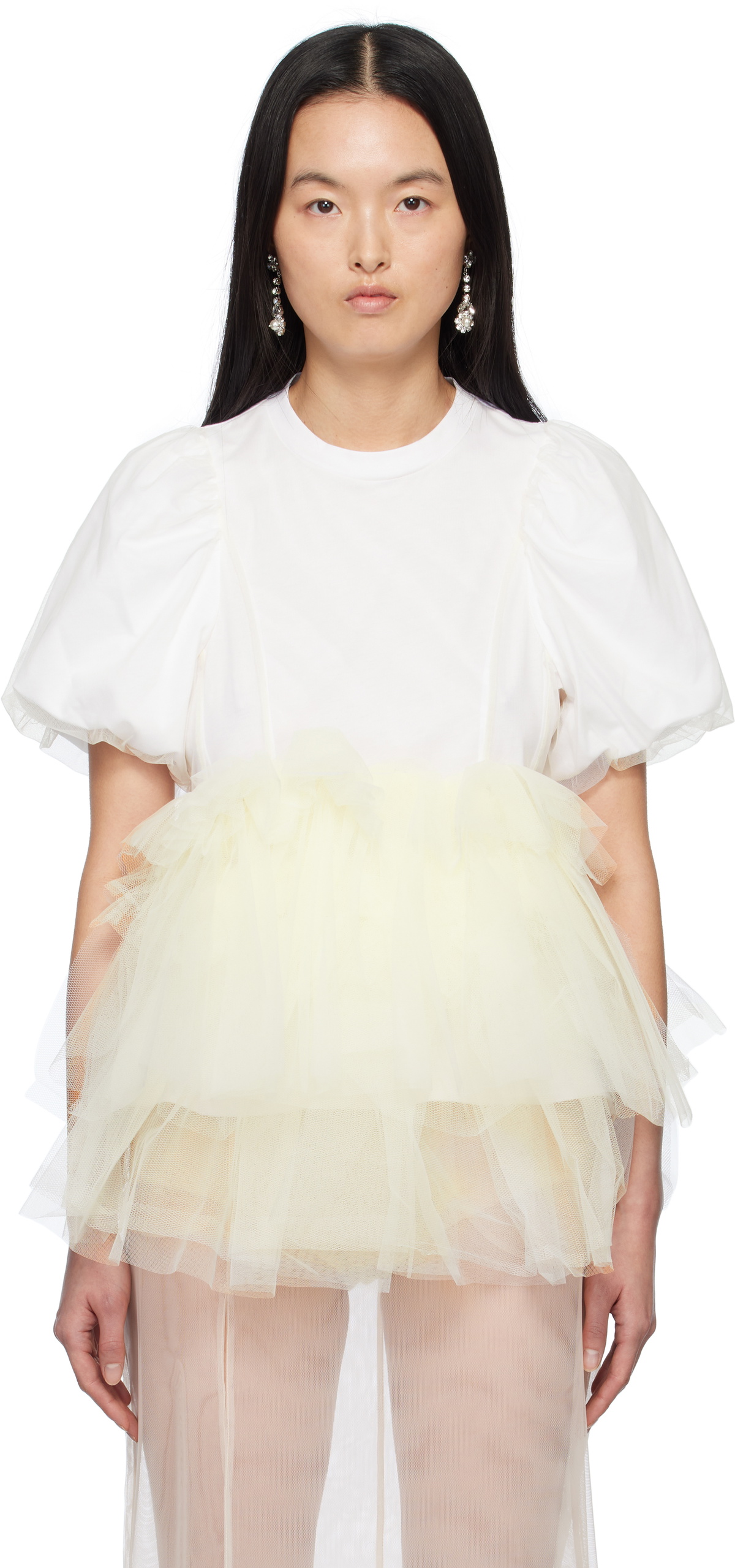 【送料&関税込】Simone Rocha Tulle Overlay Puff Sleeve Frill Simone Rocha Puff Sleeve Tulle Frill Polo Shirt | Shopbop