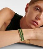 Suzanne Kalan 18kt gold bangle with emeralds and diamonds