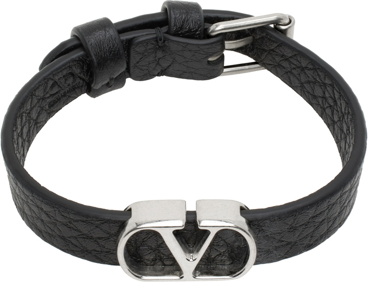 Photo: Valentino Garavani Black VLogo Signature Grainy Calfskin Bracelet