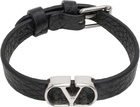 Valentino Garavani Black VLogo Signature Grainy Calfskin Bracelet